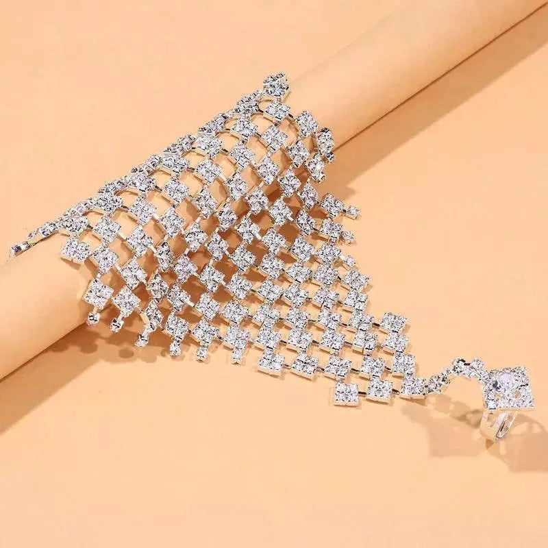 1 pc Full Adjustable Chain Barefoot Sandals Beach Wedding Jewelry Anklet with Rhinestone Toe Ring Leaf Bridal Toe JettsJewelers