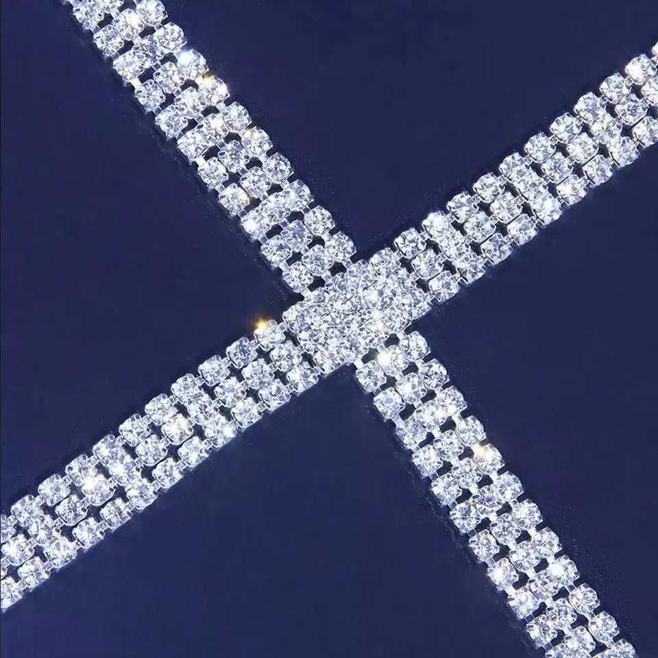 1 pc Rhinestone Cross Leg Chain Gold and Silver for Women Calf Chain For Girls Gold Boho Body Chain for Beach Summer Holiday JettsJewelers