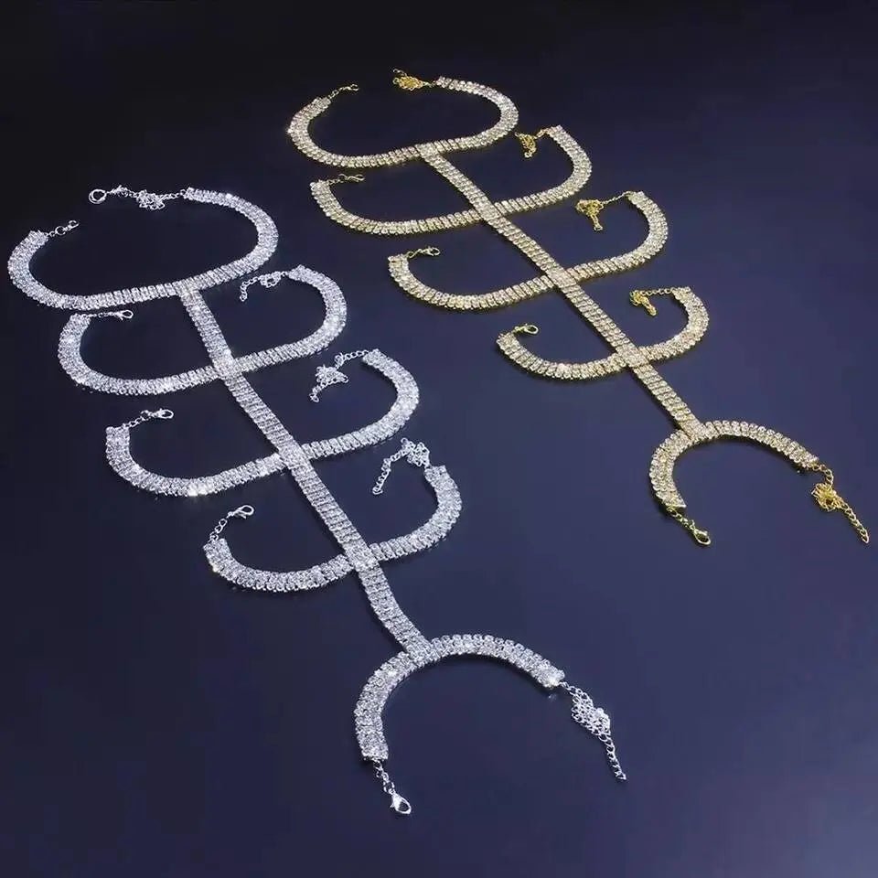 1 pc Rhinestone Cross Leg Chain Gold and Silver for Women Calf Chain For Girls Gold Boho Body Chain for Beach Summer Holiday JettsJewelers