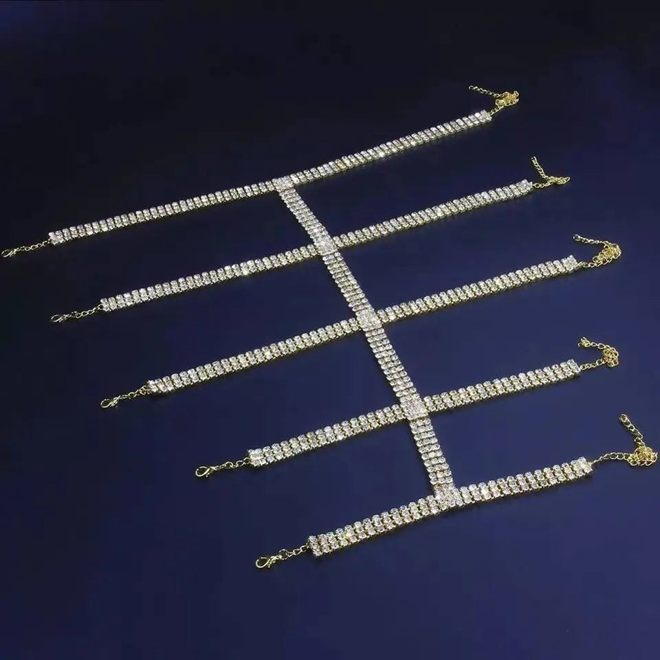 1 pc Rhinestone Cross Leg Chain Gold and Silver for Women Calf Chain For Girls Gold Boho Body Chain for Beach Summer Holiday JettsJewelers