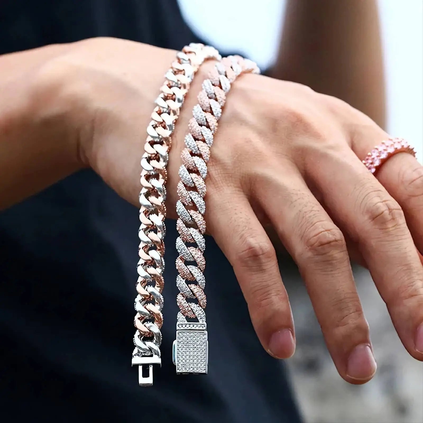 10mm Iced Out Chain Cuban Link Diamond Chain Necklace 18k Gold/White/Rose Gold Plated Miami Bling Drip Chains and Bracelets Rappers Choker JettsJewelers