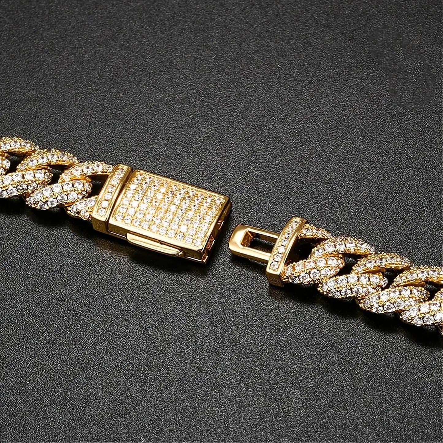 10mm Iced Out Chain Cuban Link Diamond Chain Necklace 18k Gold/White/Rose Gold Plated Miami Bling Drip Chains and Bracelets Rappers Choker JettsJewelers