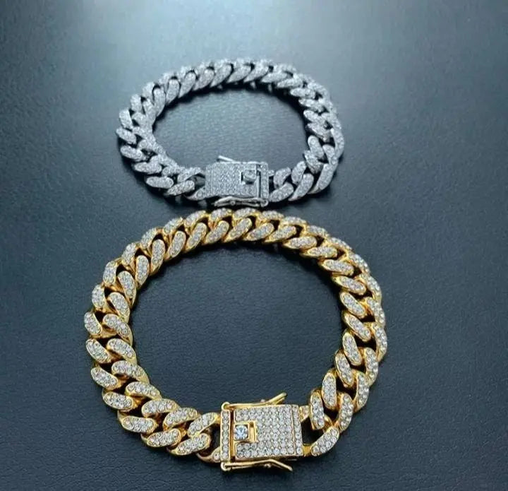 13mm Baguette Chain Mens Diamond Gold Silver Miami Cuban Necklace Iced Out Chain Hip Hop Rapper Jewelry - JettsJewelers