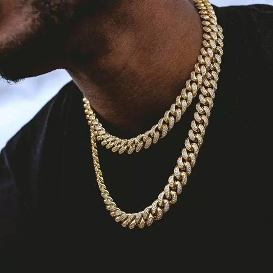13mm Baguette Chain Mens Diamond Gold Silver Miami Cuban Necklace Iced Out Chain Hip Hop Rapper Jewelry JettsJewelers