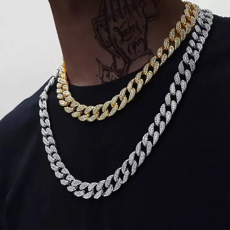 13mm Baguette Chain Mens Diamond Gold Silver Miami Cuban Necklace Iced Out Chain Hip Hop Rapper Jewelry JettsJewelers