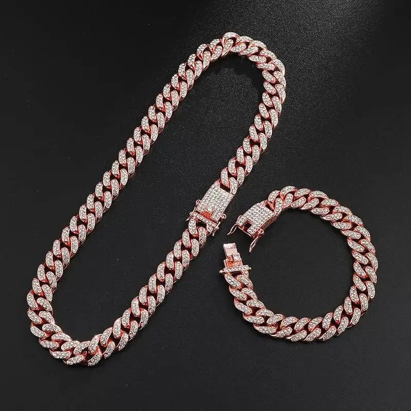 13mm Baguette Chain Mens Diamond Gold Silver Miami Cuban Necklace Iced Out Chain Hip Hop Rapper Jewelry JettsJewelers