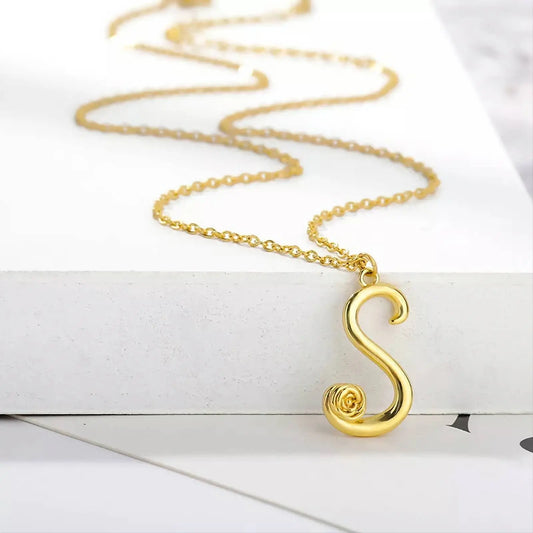 14K Gold Flower Letter Necklace, Gold Initial Necklace, A - Z Initial Necklace, Gold Chain, Letter Pendant, Beauty, Personalized Rose Letter JettsJewelers