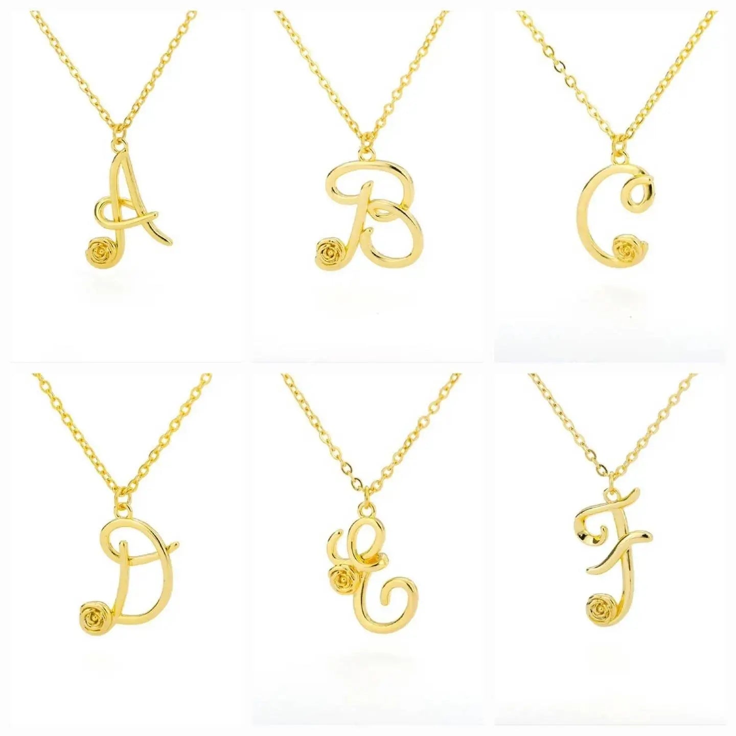 14K Gold Flower Letter Necklace, Gold Initial Necklace, A - Z Initial Necklace, Gold Chain, Letter Pendant, Beauty, Personalized Rose Letter JettsJewelers