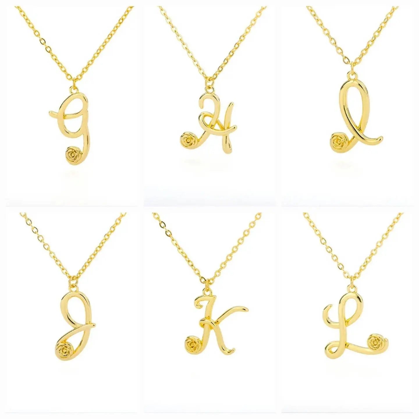 14K Gold Flower Letter Necklace, Gold Initial Necklace, A - Z Initial Necklace, Gold Chain, Letter Pendant, Beauty, Personalized Rose Letter JettsJewelers