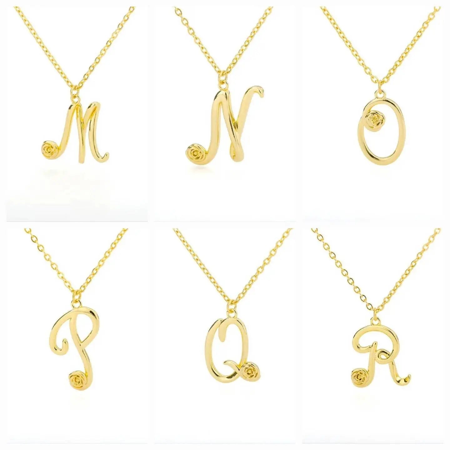 14K Gold Flower Letter Necklace, Gold Initial Necklace, A - Z Initial Necklace, Gold Chain, Letter Pendant, Beauty, Personalized Rose Letter JettsJewelers