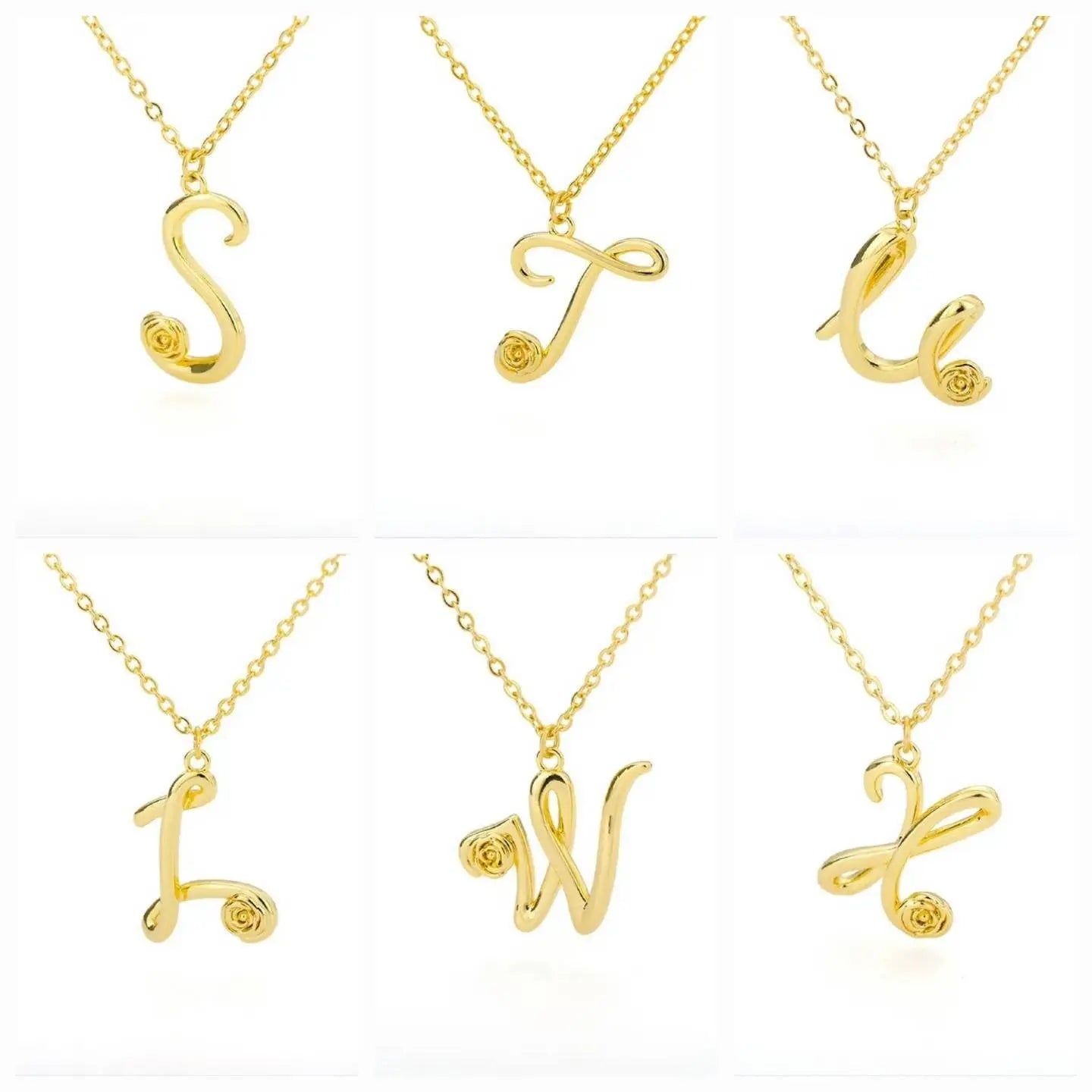 14K Gold Flower Letter Necklace, Gold Initial Necklace, A - Z Initial Necklace, Gold Chain, Letter Pendant, Beauty, Personalized Rose Letter JettsJewelers