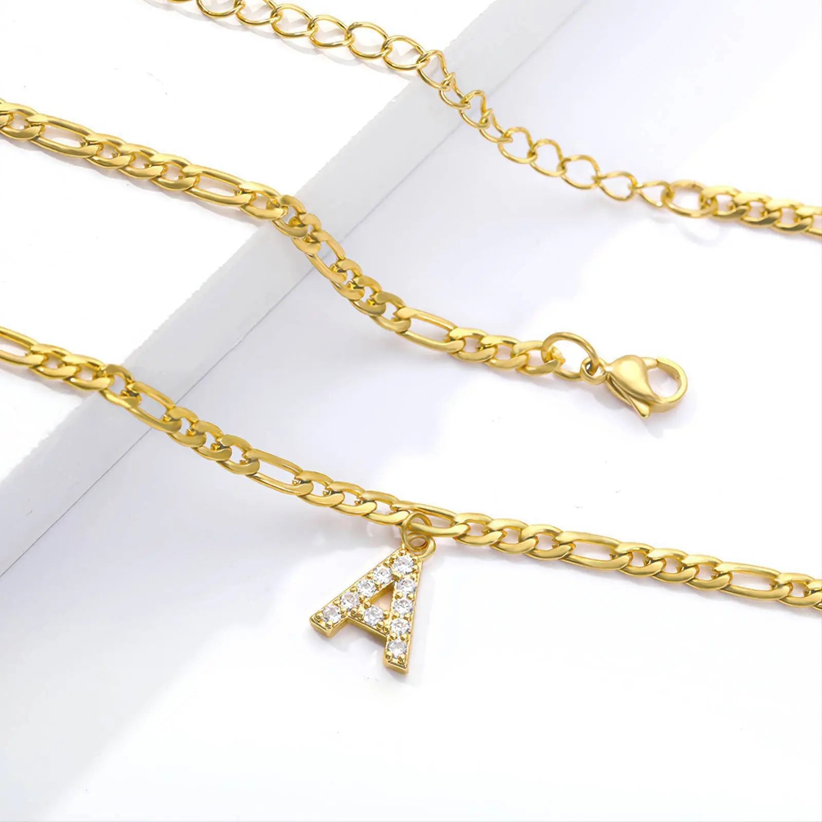 14K Gold Plated Dainty Initial Ankle Bracelets Handmade Cuban Chain Letter Anklet, Gift, A-Z Alphabet Letter Initial Anklets Personalized JettsJewelers