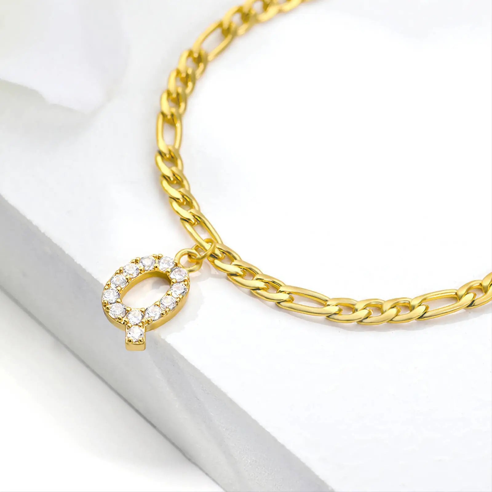 14K Gold Plated Dainty Initial Ankle Bracelets Handmade Cuban Chain Letter Anklet, Gift, A-Z Alphabet Letter Initial Anklets Personalized JettsJewelers