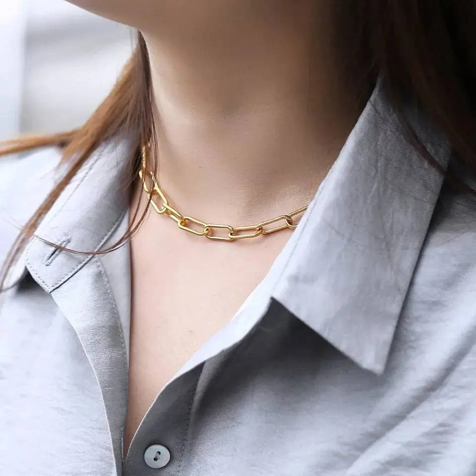 14K Gold Plated Dainty Layering Necklaces for Women | Paperclip Layered Chains - JettsJewelers