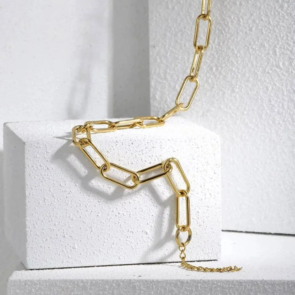 14K Gold Plated Dainty Layering Necklaces for Women | Paperclip Layered Chains - JettsJewelers