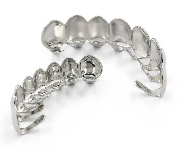 14K Gold Plated Gold Finish 6 Top Teeth 6 Bottom Tooth Hip Hop Mouth Grills for Men and Women JettsJewelers