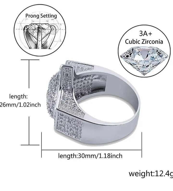 14K Gold Plated Star Iced Out CZ Simulated Diamond Flooded 3D Star Punky Rappers Ring for Men Engagement Hip Hop Jewelry - JettsJewelers