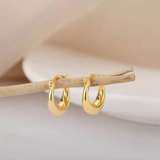 14K Gold Vintage Circle Hoop Earrings For Women Minimalist Stainless - JettsJewelers