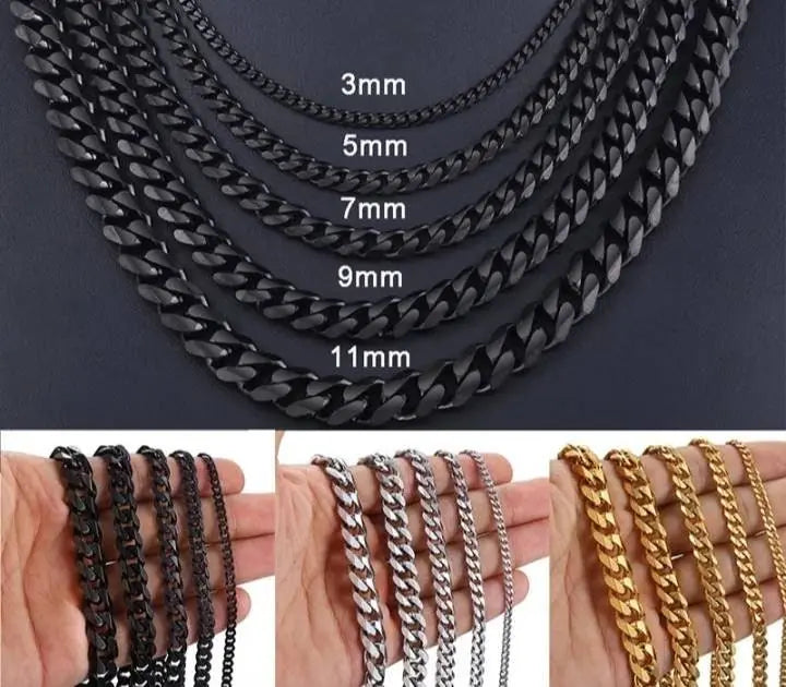 14k Gold Cuban Link Necklace, 3mm/5mm/7mm/9mm/11mm Mens Gift, Gift for Dad, Wife Husband, Stainless Steel Necklace , Silver, Gold Necklace JettsJewelers