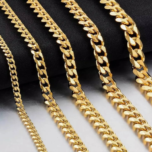 14k Gold Cuban Link Necklace, 3mm/5mm/7mm/9mm/11mm Mens Gift, Gift for Dad, Wife Husband, Stainless Steel Necklace, Gold Necklace JettsJewelers