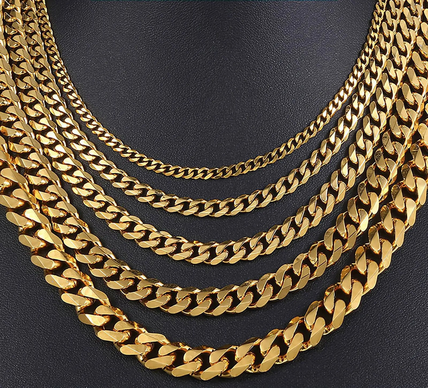 14k Gold Cuban Link Necklace, 3mm/5mm/7mm/9mm/11mm Mens Gift, Gift for Dad, Wife Husband, Stainless Steel Necklace, Gold Necklace JettsJewelers