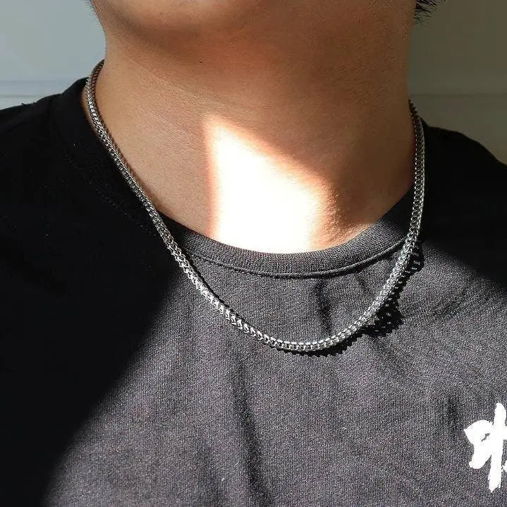 14k Gold Plated 3mm Franco Chain Necklace Stainless Steel, Franco Necklace for Men,  Mens Gift, Husband, Stainless Steel Necklace JettsJewelers