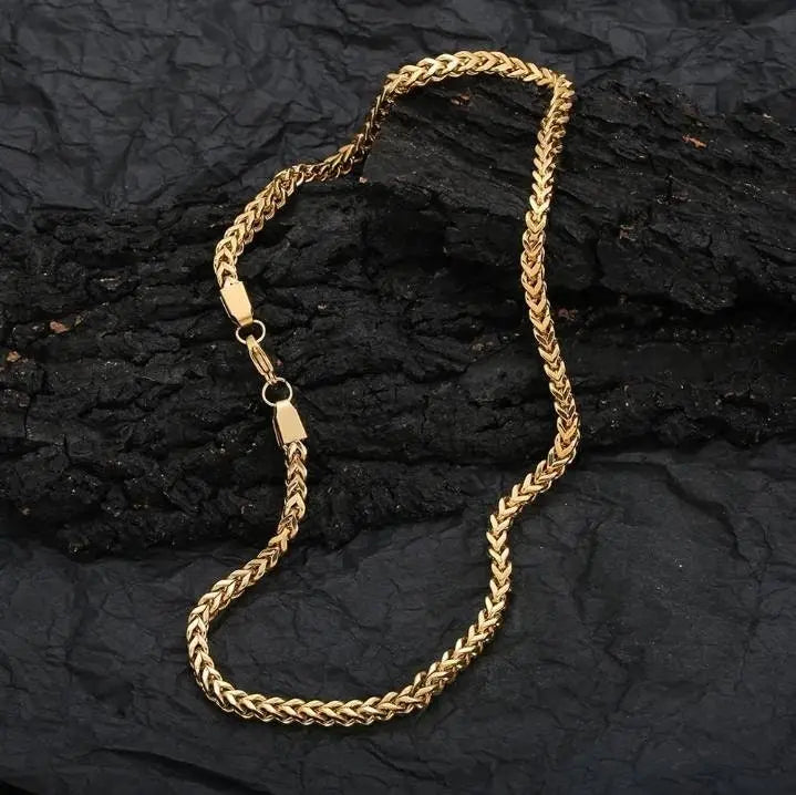 14k Gold Plated 3mm Franco Chain Necklace Stainless Steel, Franco Necklace for Men,  Mens Gift, Husband, Stainless Steel Necklace JettsJewelers