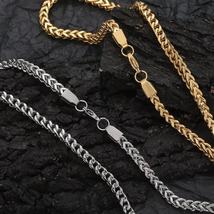 14k Gold Plated 6mm Franco Chain Necklace Stainless Steel, Franco Necklace for Men,  Mens Gift, Husband, Stainless Steel Necklace JettsJewelers