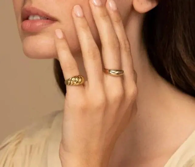 14k Gold Plated Chunky Croissant Dome Rings | Gold Rings for Women - JettsJewelers