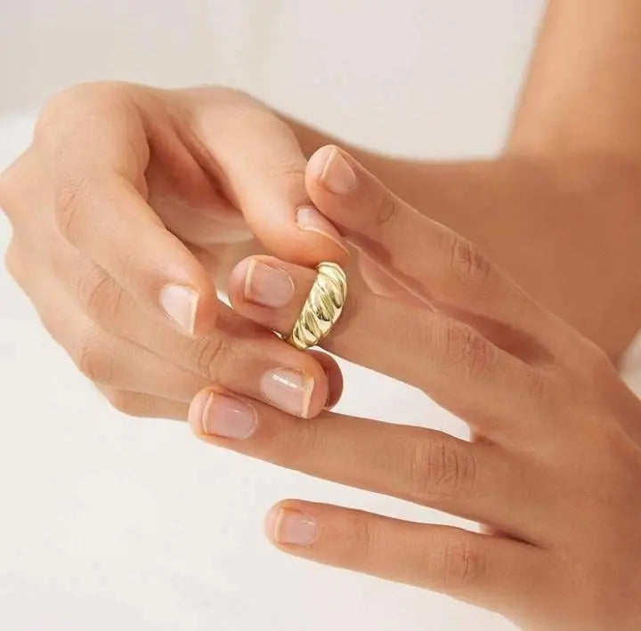 14k Gold Plated Chunky Croissant Dome Rings | Gold Rings for Women - JettsJewelers