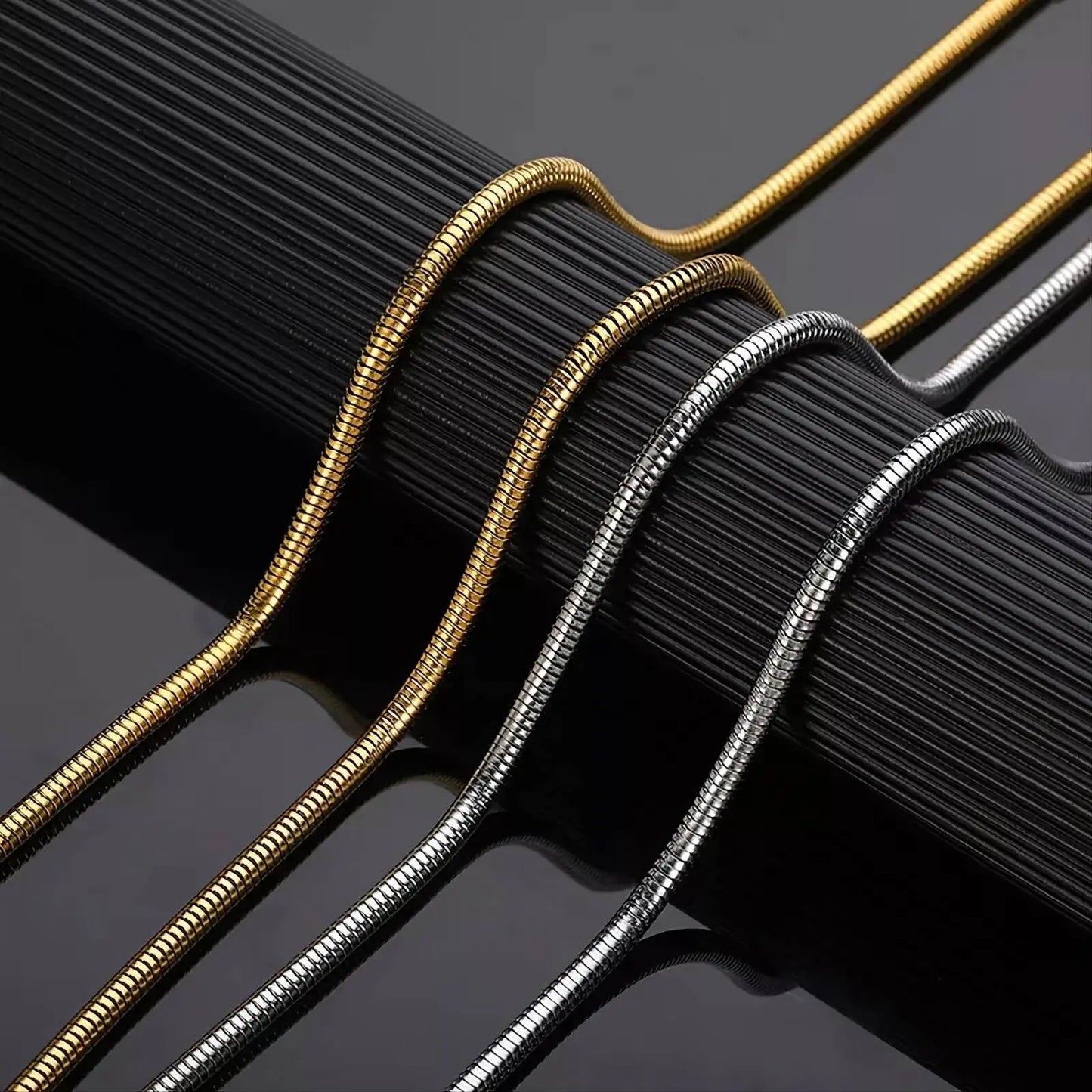 14k Gold Snake Necklace, 1mm/2mm/3.2mm/4mm Mens Gift, Gift for Dad, Wife Husband, Stainless Steel Necklace , Silver, Gold Snake Necklace JettsJewelers