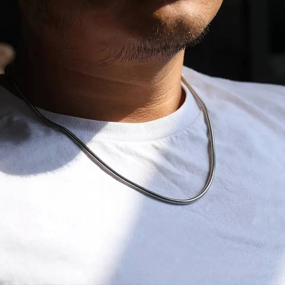 14k Gold Snake Necklace, 1mm/2mm/3.2mm/4mm Mens Gift, Gift for Dad, Wife Husband, Stainless Steel Necklace , Silver, Gold Snake Necklace JettsJewelers