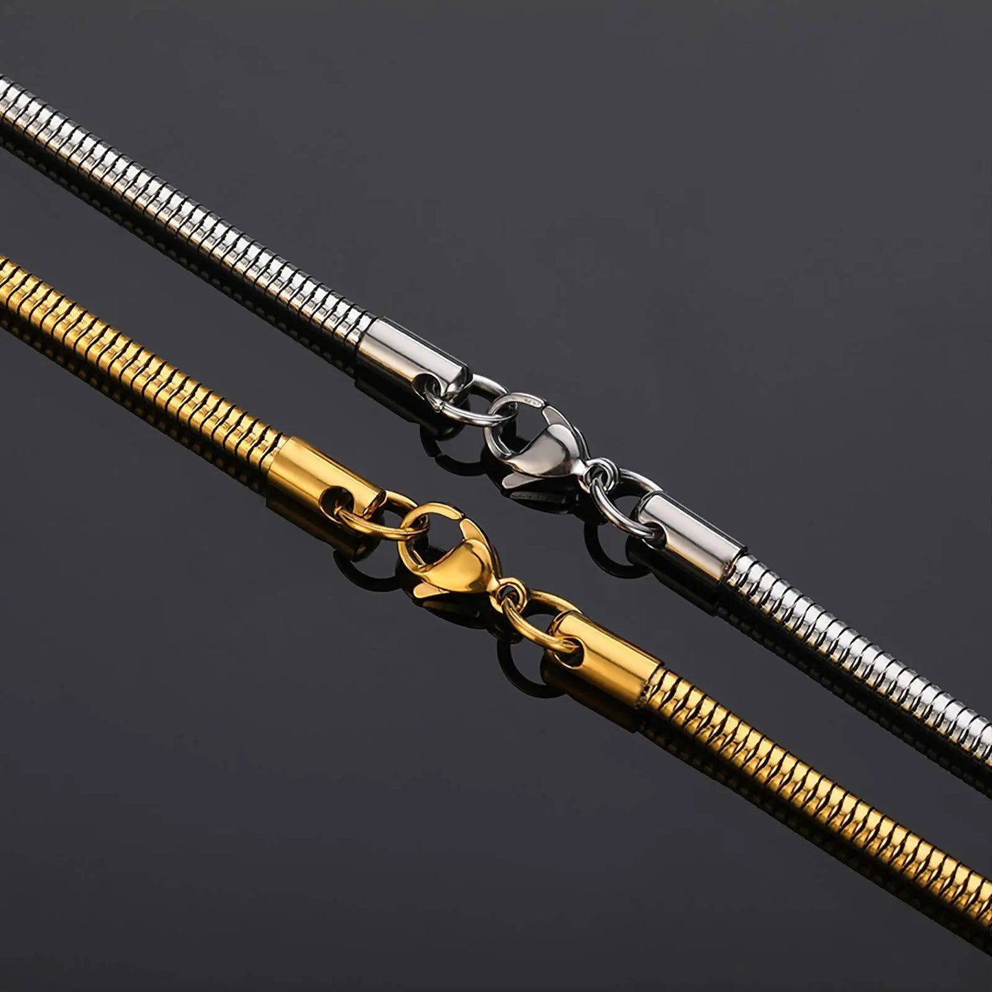 14k Gold Snake Necklace, 1mm/2mm/3.2mm/4mm Mens Gift, Gift for Dad, Wife Husband, Stainless Steel Necklace , Silver, Gold Snake Necklace JettsJewelers