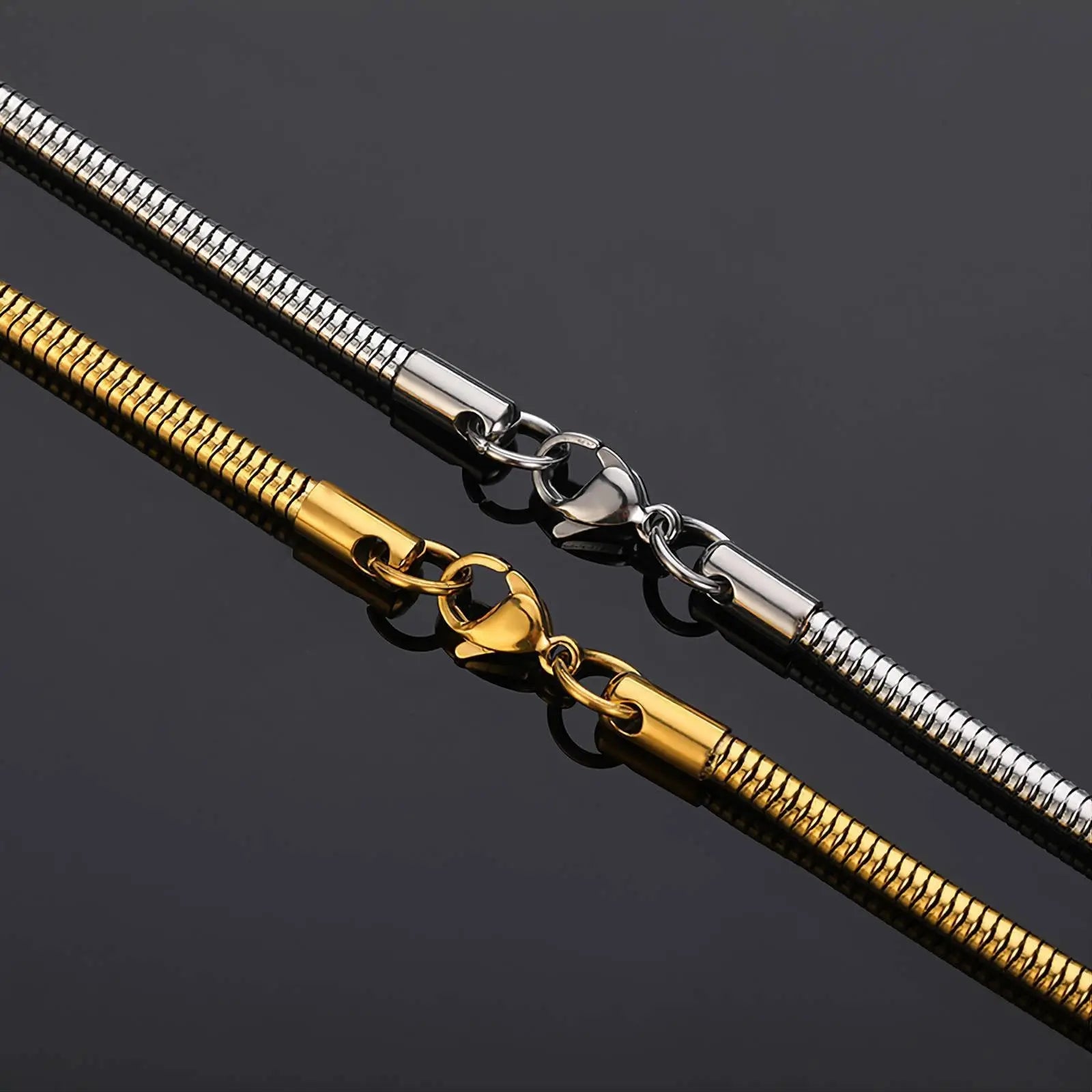 14k Gold Snake Necklace, 1mm/2mm/3.2mm/4mm Mens Gift, Gift for Dad, Wife Husband, Stainless Steel Necklace , Silver, Gold Snake Necklace JettsJewelers