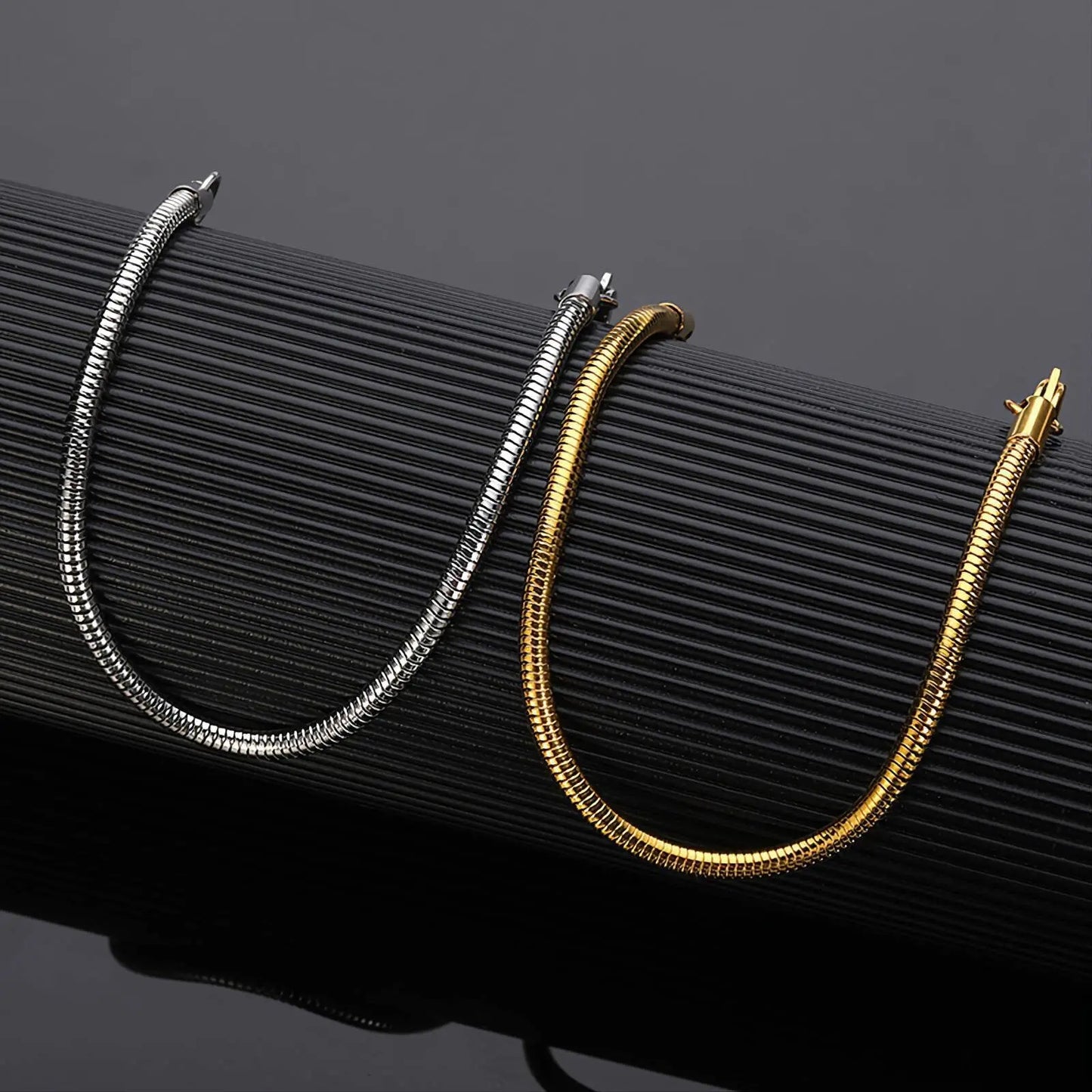 14k Gold Snake Necklace, 1mm/2mm/3.2mm/4mm Mens Gift, Gift for Dad, Wife Husband, Stainless Steel Necklace , Silver, Gold Snake Necklace JettsJewelers