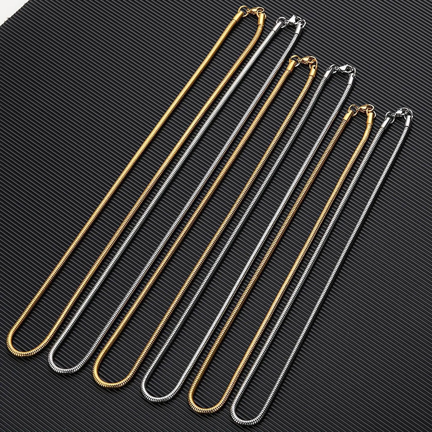 14k Gold Snake Necklace, 1mm/2mm/3.2mm/4mm Mens Gift, Gift for Dad, Wife Husband, Stainless Steel Necklace , Silver, Gold Snake Necklace JettsJewelers