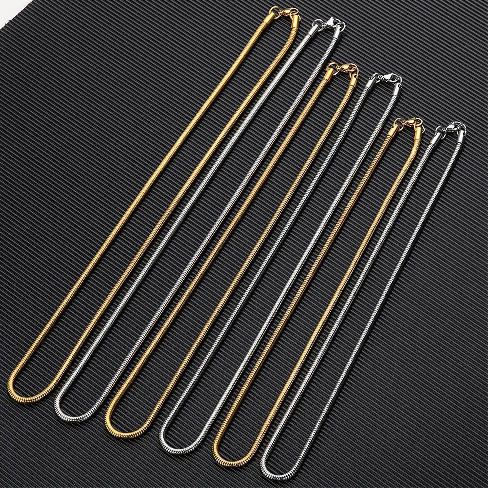 14k Gold Snake Necklace, 1mm/2mm/3.2mm/4mm Mens Gift, Gift for Dad, Wife Husband, Stainless Steel Necklace , Silver, Gold Snake Necklace JettsJewelers