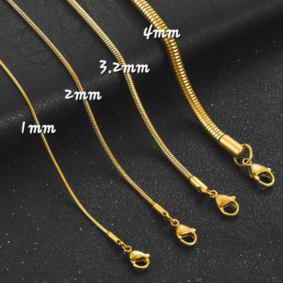 14k Gold Snake Necklace, 1mm/2mm/3.2mm/4mm Mens Gift, Gift for Dad, Wife Husband, Stainless Steel Necklace , Silver, Gold Snake Necklace JettsJewelers