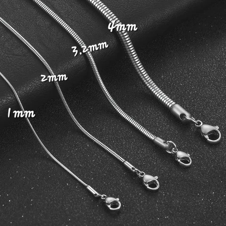 14k Gold Snake Necklace, 1mm/2mm/3.2mm/4mm Mens Gift, Gift for Dad, Wife Husband, Stainless Steel Necklace , Silver, Gold Snake Necklace JettsJewelers