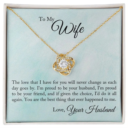 14k white gold, 18k yellow gold CZ Love Knot Necklace JettsJewelers