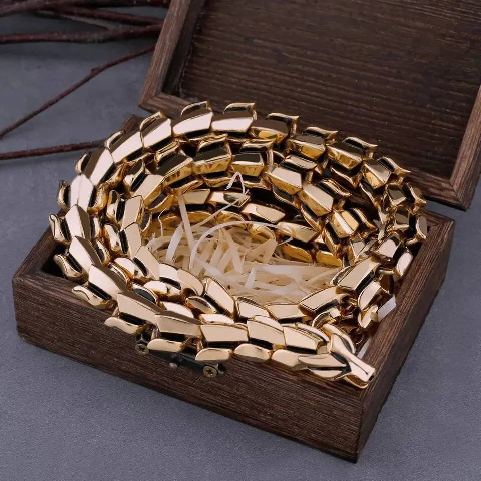 14mm Viking Serpent Dragon Ouroboros Jewelry Stainless Steel Head Necklace Men Mouth Punk Motorcycle Jewelry Necklace JettsJewelers