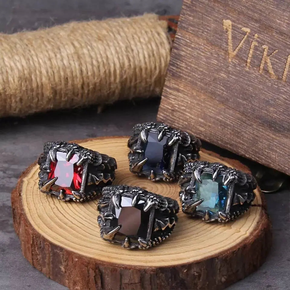 16mm Punk Dragon Ring Casting Prong Setting CZ Stone Stainless Steel Ring 7-13 JettsJewelers