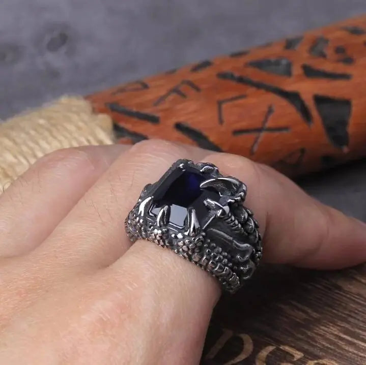 16mm Punk Dragon Ring Casting Prong Setting CZ Stone Stainless Steel Ring 7-13 JettsJewelers