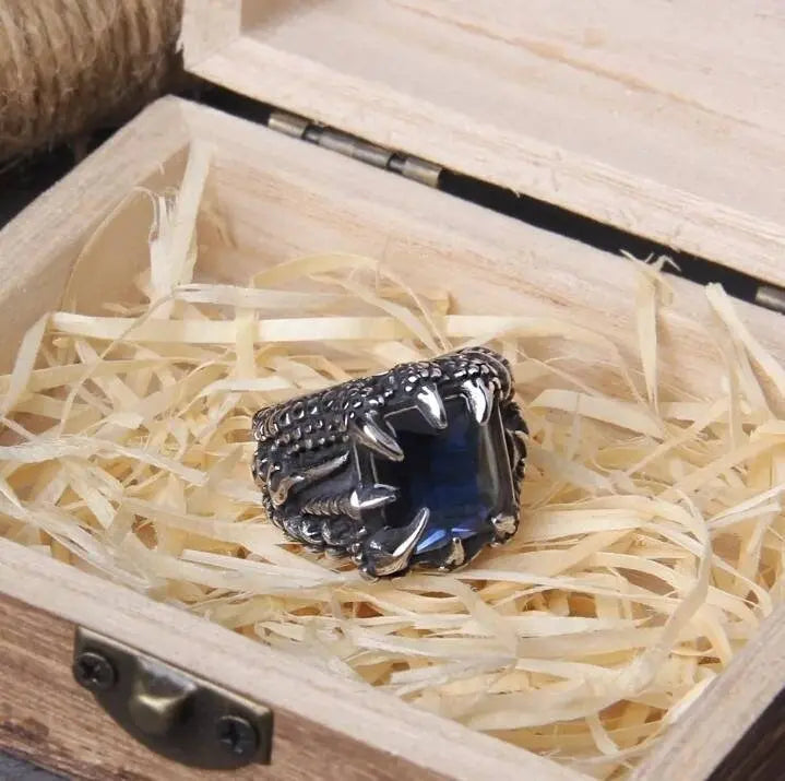 16mm Punk Dragon Ring Casting Prong Setting CZ Stone Stainless Steel Ring 7-13 JettsJewelers