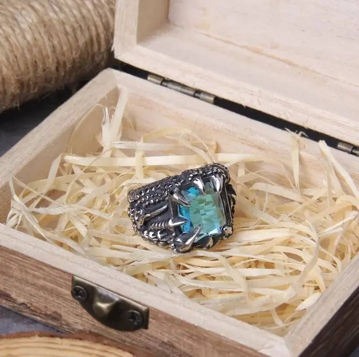 16mm Punk Dragon Ring Casting Prong Setting CZ Stone Stainless Steel Ring 7-13 JettsJewelers