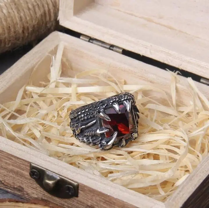 16mm Punk Dragon Ring Casting Prong Setting CZ Stone Stainless Steel Ring 7-13 JettsJewelers