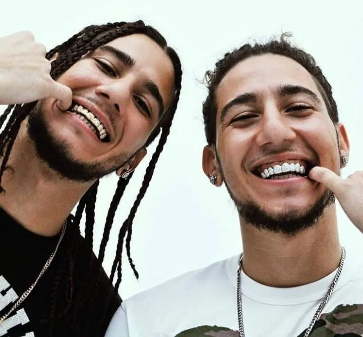 18K Fang Gold Plated Iced Out Simulated 6 Top and Bottom Diamond Grills Hip-hop JettsJewelers