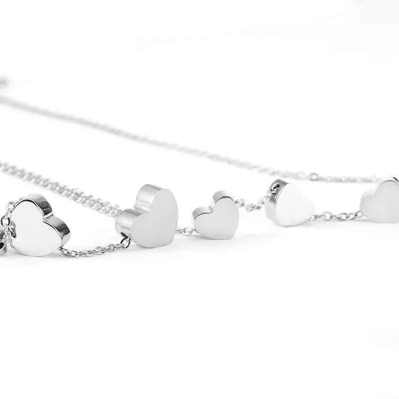 18K Gold 3 Sisters Teeny Tiny Heart Pendant Necklace for Women 3 Hearts Stainless Steel Chain Gold Plated JettsJewelers