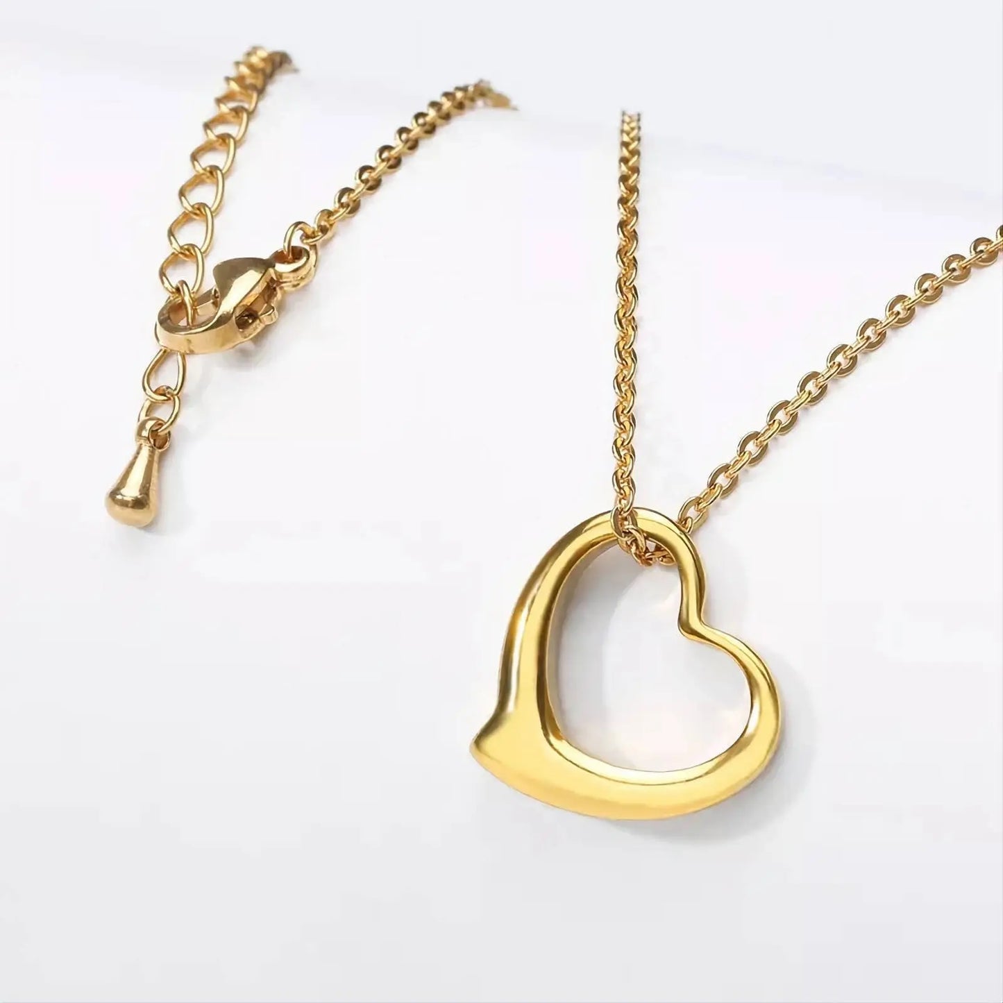18K Gold Hollow Heart Shape Pendant Necklace for Women Stainless Steel Gold Plated JettsJewelers