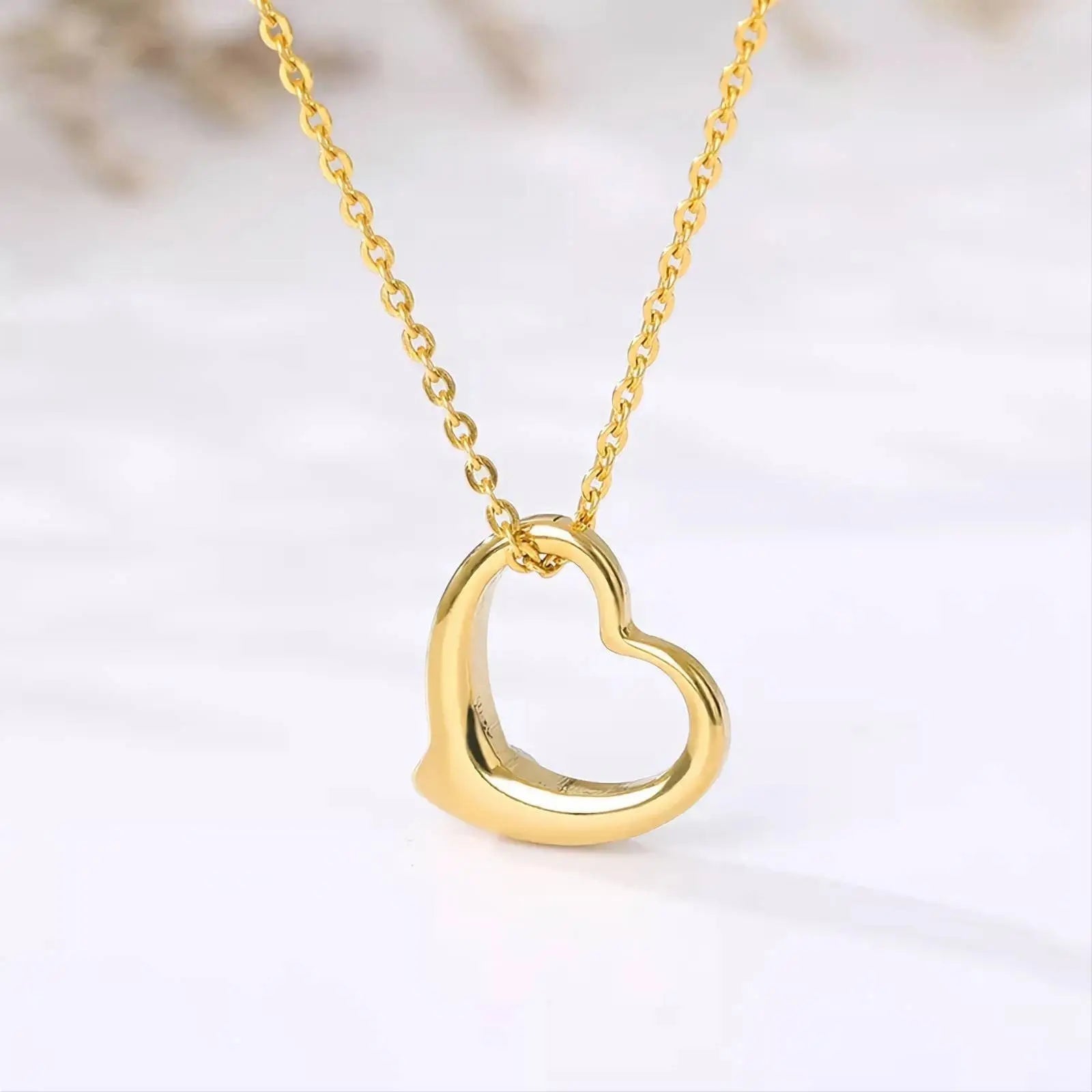 18K Gold Hollow Heart Shape Pendant Necklace for Women Stainless Steel Gold Plated JettsJewelers